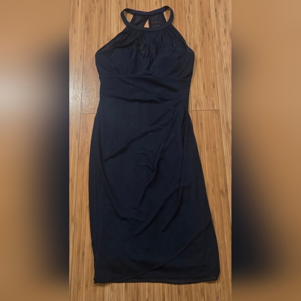 NWOT Davids Bridal Elegant Blue Halter Dress